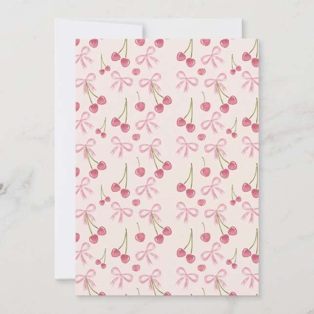 Convites Padrão contínuo Coquette de Cereja Rosa desenhado  (Frente)