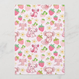 Convites Padrão contínuo de Axolote Kawaii Fofo & Morango