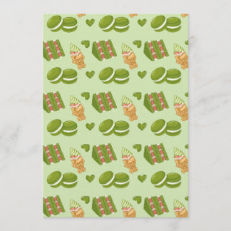 Convites Padrão contínuo de doces de matcha desenhados à mã