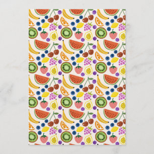Convites Padrão contínuo de frutas com doodle desenhado à m