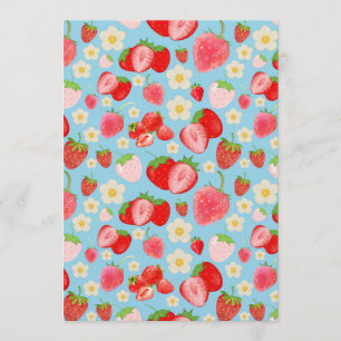 Convites Padrão contínuo de morango em aquarela fofa