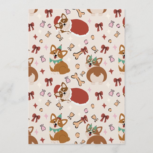 Convites Padrão contínuo de Natal fofo do Corgi (Frente)