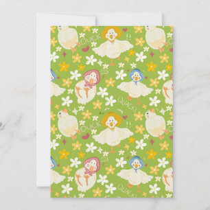 Convites Padrão contínuo de Pato Verde Fofo & Flor de Marga