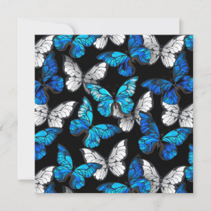 Convites Padrão contínuo escuro com borboletas azuis Morpho