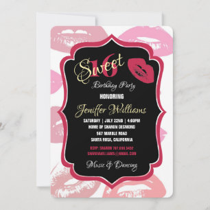 Convites Padrão da boca vermelha personalizado