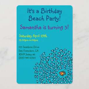 Convites Padrão da Escola de Peixe Azul com Peixe Laranja P