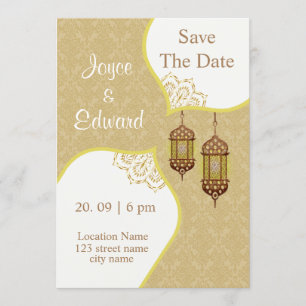 Convites Padrão Damask para Casamento Islâmico