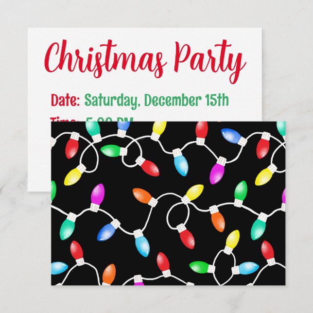 Convites Padrão das luzes de Natal (Frente/Verso)