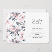 Padrão de Aquarela Floral Rosa e Cinza Virtual