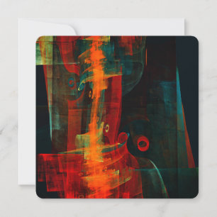 Convites Padrão de Arte Abstrata Moderna Azul Laranja Água 