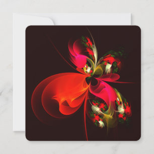 Convites Padrão de Arte Abstrata Moderna Floral Vermelha Ve