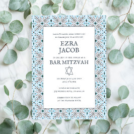 Convites Padrão de Azulejo elegante B'nai Bat Bar Mitzvah