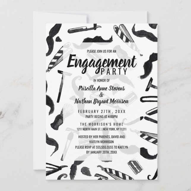 Convites Padrão de Barreira de Aquarela do Derrame de Barra (Frente)