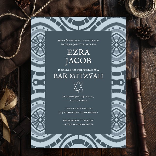 Convites Padrão de Boho Moderno Personalizado B'nai Bat Bar (Modern Boho Pattern Custom B'nai Bat Bar Mitzvah Invitation
)