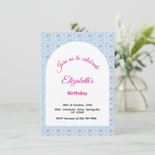 Convites Padrão de botões de lilás rosa festa de aniversári