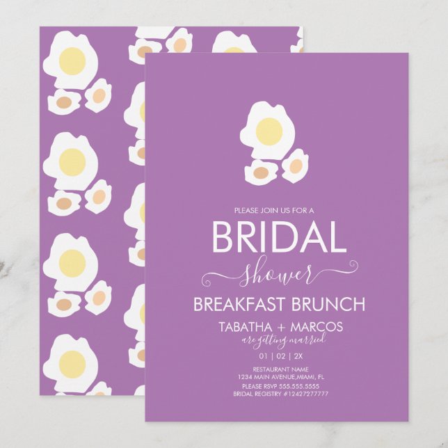 Convites Padrão de Brunch de Ovos de Café da Manhã de chá d (Frente/Verso)