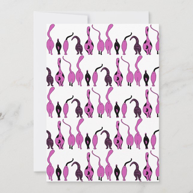 Convites Padrão de Bumbuns de Gato Roxo (Frente)