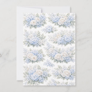 Convites Padrão de Buquê Floral Branco Azul Suave Romântico