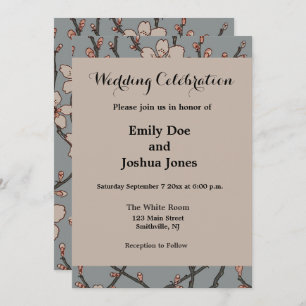 Convites Padrão de cereja de flores cor-de-rosa elegante