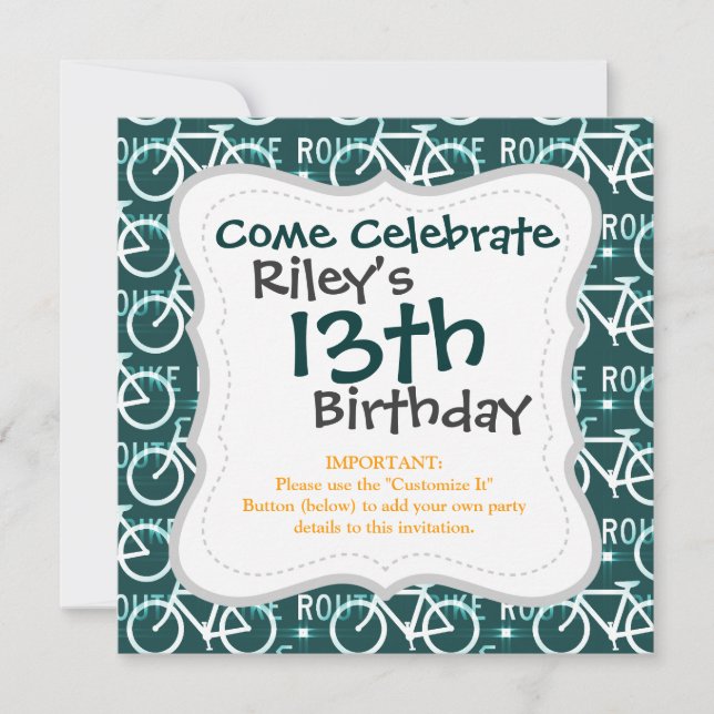 Convites Padrão de Ciclo de Bicicleta Fixie Bike Route (Frente)