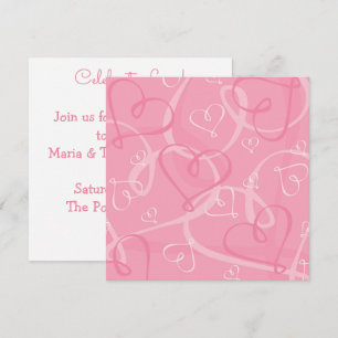 Convites Padrão de coração rosa