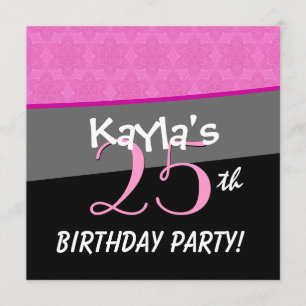 Convites Padrão de estrela de flores preta e rosa de anive