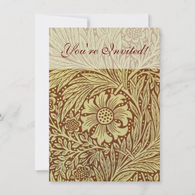 Convites Padrão de Flor Antiga Marigold de William Morris (Frente)
