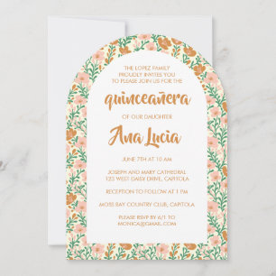 Convites Padrão de Flor de Arca Floral CUSTOMPhoto Quinceañ