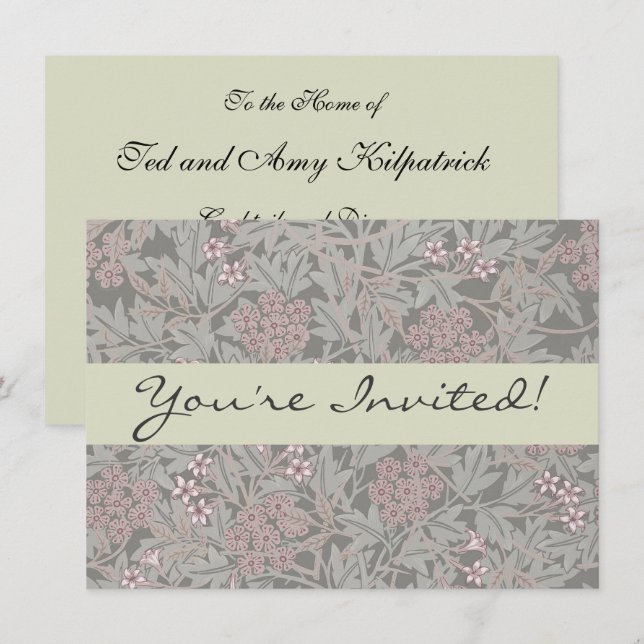 Convites Padrão de Flor de Jasmim de William Morris (Frente/Verso)