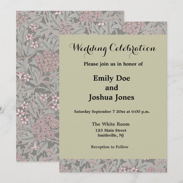 Convites Padrão de Flor de Jasmim de William Morris (Frente/Verso)