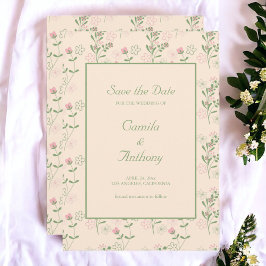 Convites Padrão de Flor Verde Rosa Y2K 70s Rosa Verde