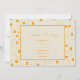 Convites Padrão de Flor Y2K 70s do Orange Beige Retro