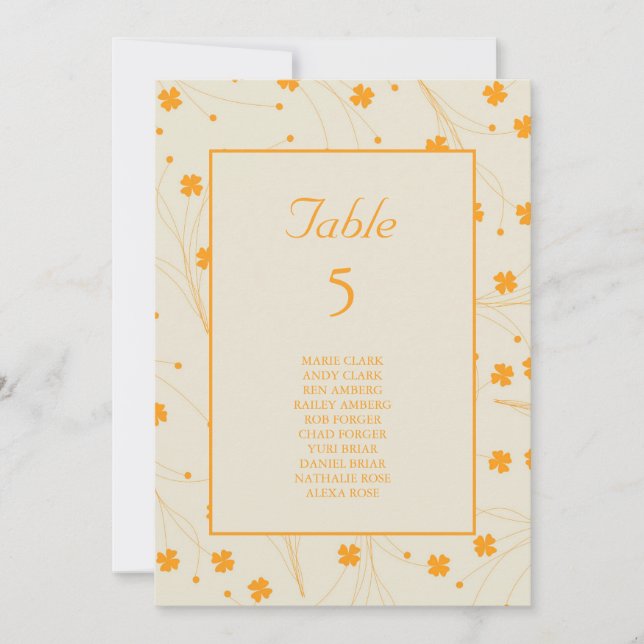 Convites Padrão de Flor Y2K 70s do Orange Beige Retro (Frente)