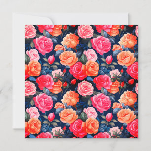 Convites Padrão de Flores em Flor de Rosas-80037