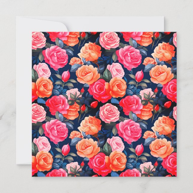 Convites Padrão de Flores em Flor de Rosas-80037  (Frente)