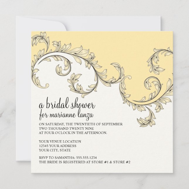 Convites Padrão de Folha de Folha de Flor Moderno (Frente)