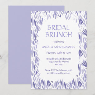 Convites Padrão de Folha de Lavanda Bridal Brunch