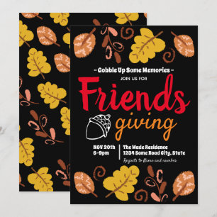 Convites Padrão de Folha do Friendsgiving Devorado