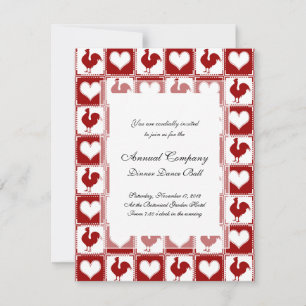 Convites Padrão de Galinhas e Corações