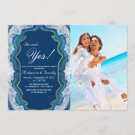 Convites Padrão de Geodo Azul Elegante Bonito