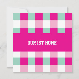 Convites Padrão de Gingham Nossa 1ª Casa
