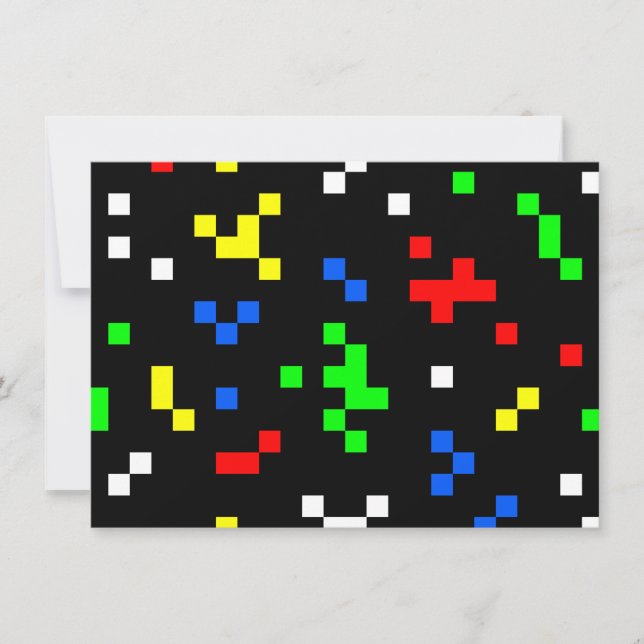 Convites Padrão de Gráficos de Vídeo Game Retro de 8 Bits (Frente)