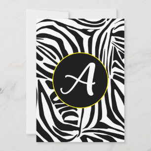Convites Padrão de impressão de zebra preto e branco em neg