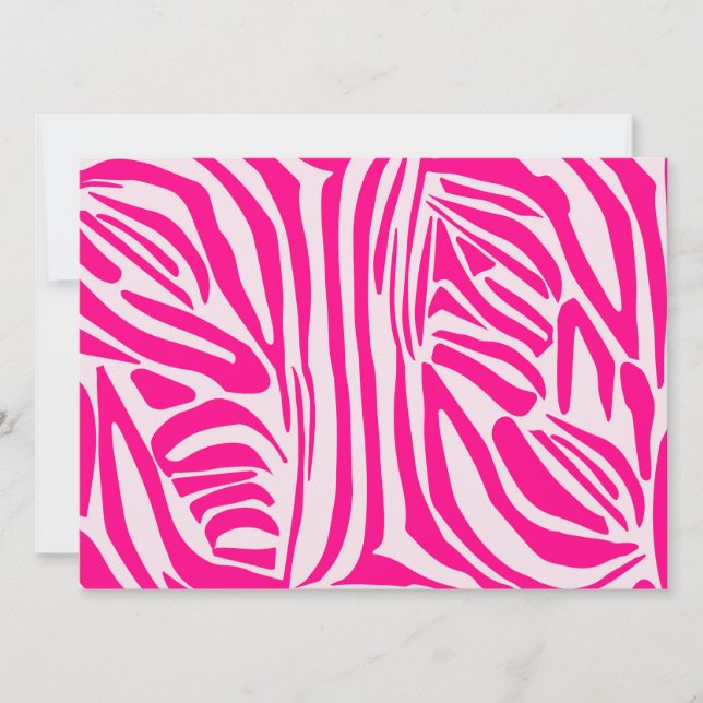 Convites Padrão de Impressão de Zebra Rosa (Frente)