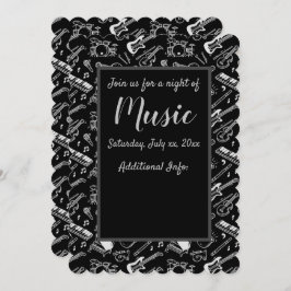 Convites Padrão de instrumentos preto e branco