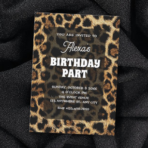 Convites Padrão de leopardo de aniversário