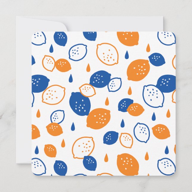 Convites Padrão de limão azul e laranja, tema frutado diver (Frente)