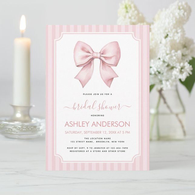Convites Padrão de Listras Rosa Arco de Casamento Coquette (Criador carregado)