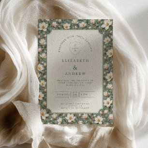 Convites Padrão de Magnólia Salvia Casamento
