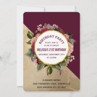 Padrão de Mármore Dourado e Aniversário Floral Bur